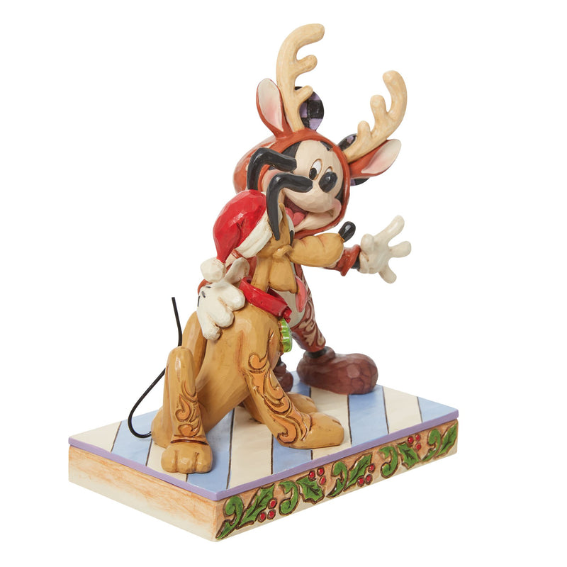 Disney Traditions | Mickey Reindeer w/ Pluto Santa | Figurine