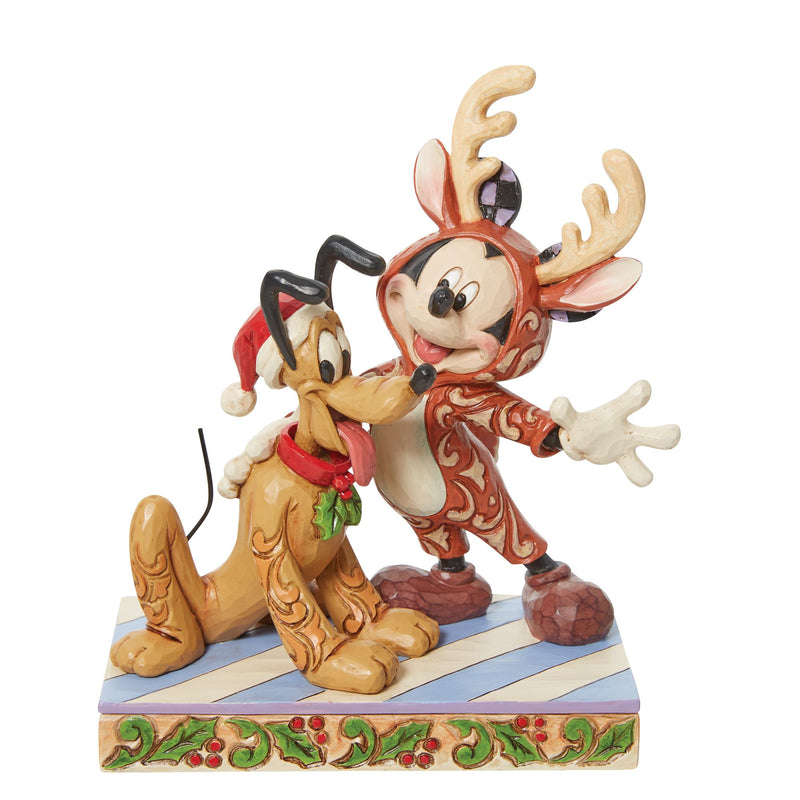 Disney Traditions | Mickey Reindeer w/ Pluto Santa | Figurine