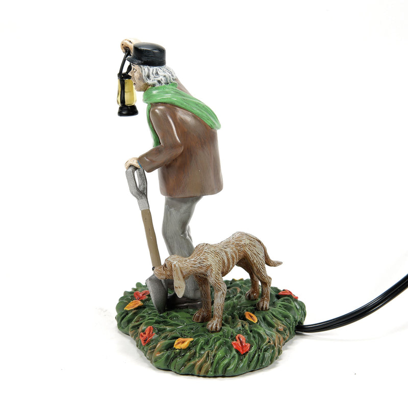 Snow Village Halloween | Silas Crump & His Dog, Bones | Village Figures