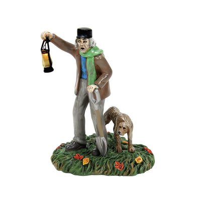 Snow Village Halloween | Silas Crump & His Dog, Bones | Village Figures