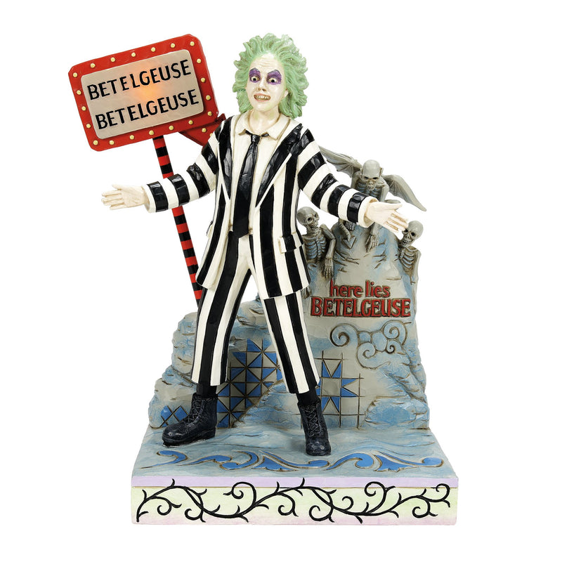 Beetlejuice by Jim Shore | Beetlejuice LED Sign & Gravest | Figurine