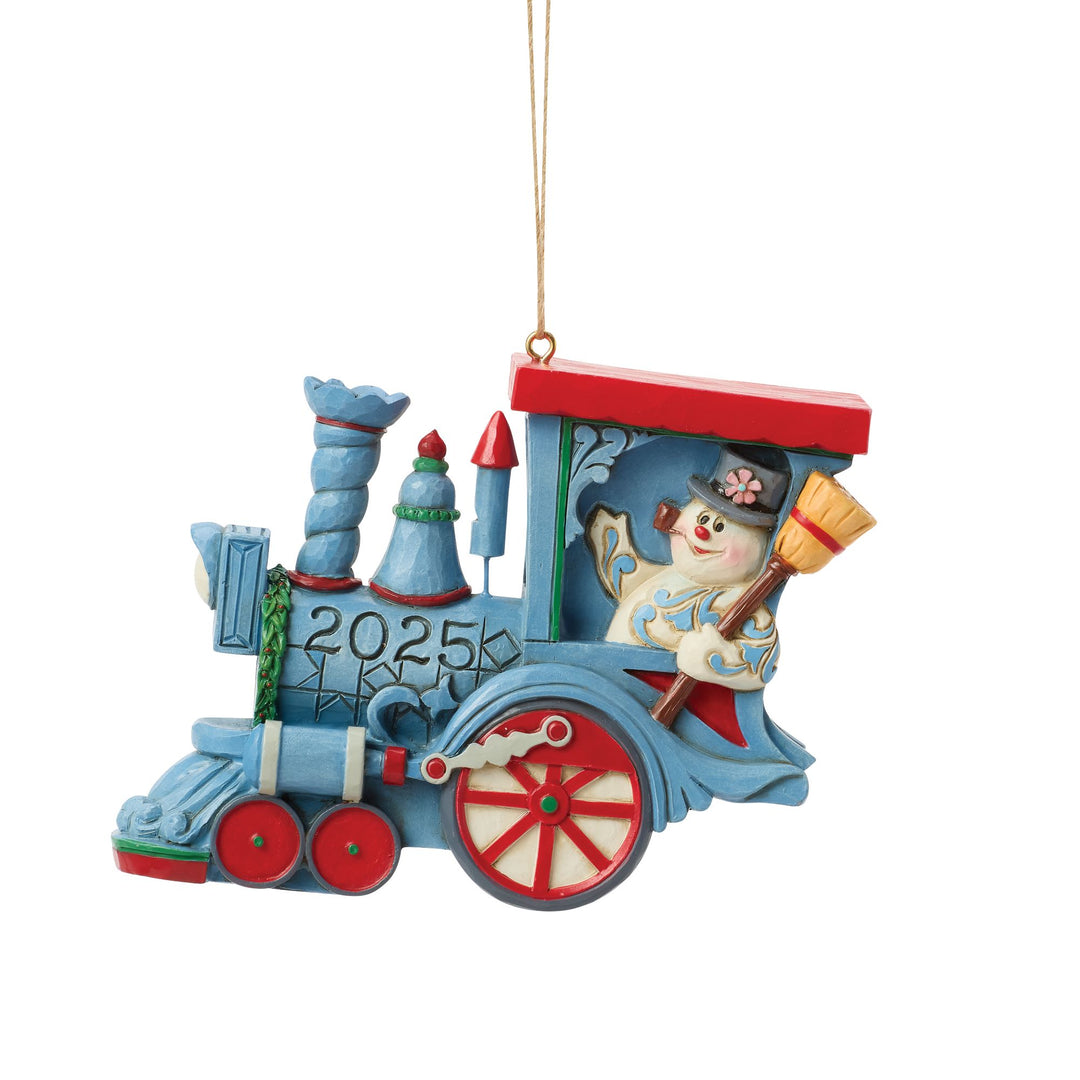Frosty the Snowman by Jim Shore | Dated 2025 Frosty in Train Orn | Hanging Ornament
