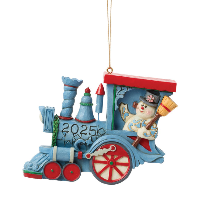 Frosty the Snowman by Jim Shore | Dated 2025 Frosty in Train Orn | Hanging Ornament