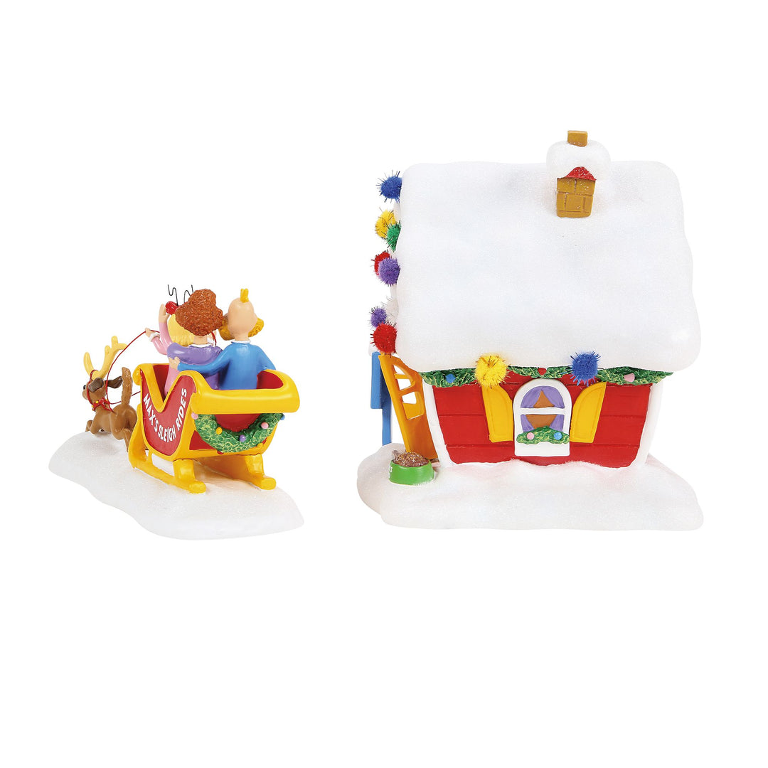 Grinch Villages | Max's Sleigh Rides S/2 | Lighted Buildings