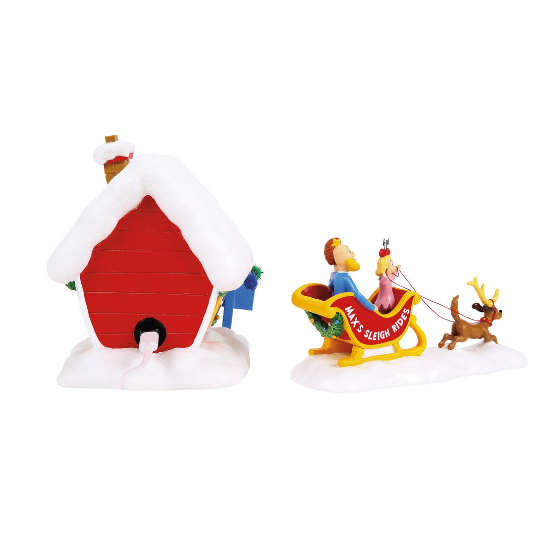 Grinch Villages | Max's Sleigh Rides S/2 | Lighted Buildings