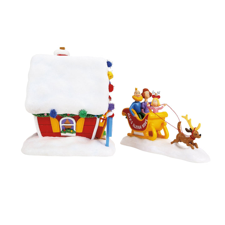 Grinch Villages | Max's Sleigh Rides S/2 | Lighted Buildings