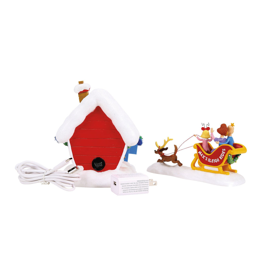 Grinch Villages | Max's Sleigh Rides S/2 | Lighted Buildings