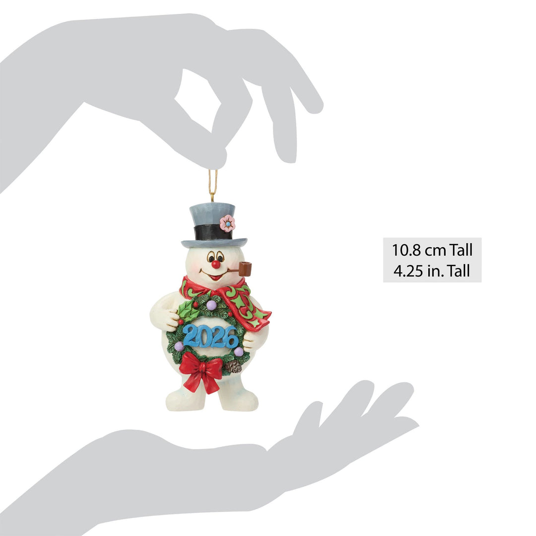 Frosty the Snowman by Jim Shore | Frosty Dated 2026 Wreath H/O | Hanging Ornament