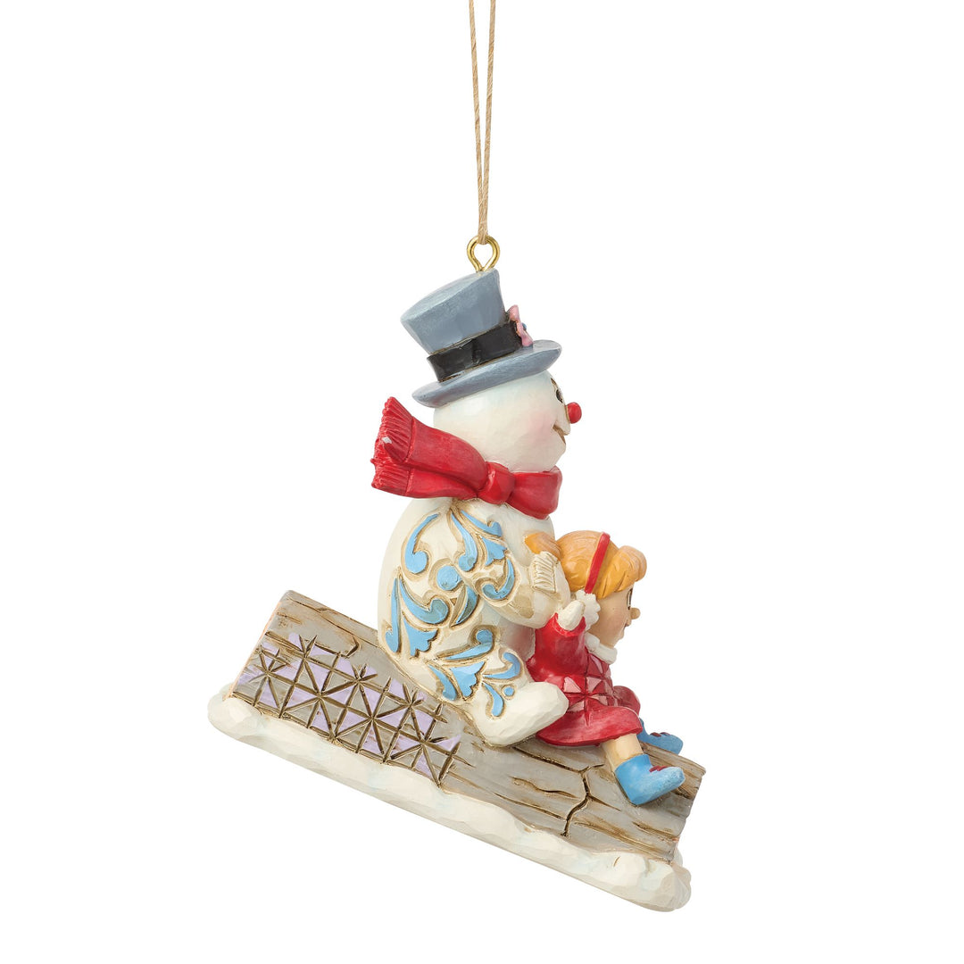Frosty the Snowman by Jim Shore | Frosty & Karen in Log Sled H/O | Hanging Ornament