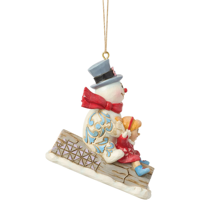 Frosty the Snowman by Jim Shore | Frosty & Karen in Log Sled H/O | Hanging Ornament