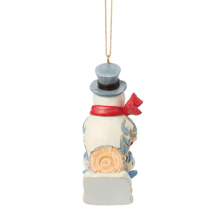 Frosty the Snowman by Jim Shore | Frosty & Karen in Log Sled H/O | Hanging Ornament